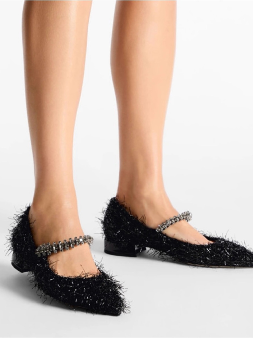 Jimmy Choo Black Mary Jane Flat shoes with Crystal Strap / authentic